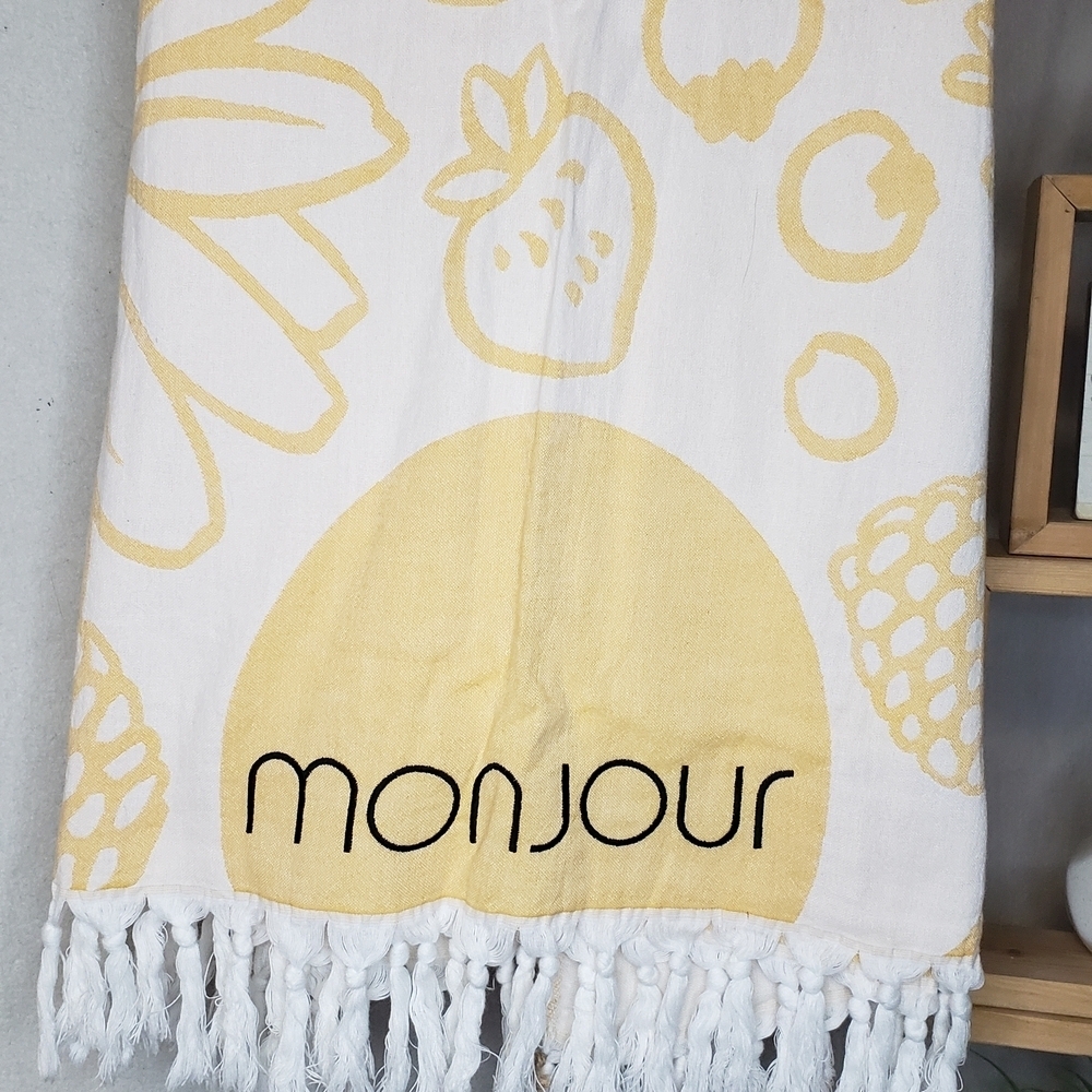 Yellow and White Bath Towel